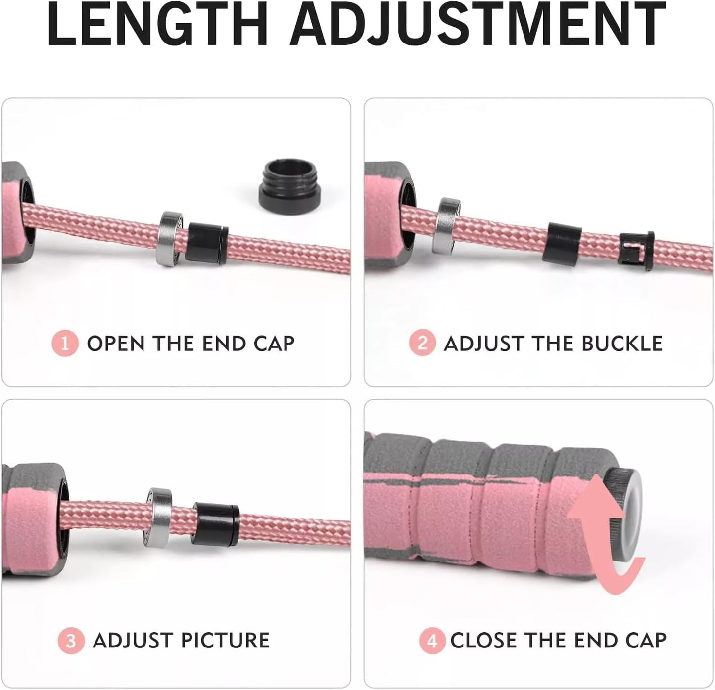 Jump Rope Cotton Adjustable Skipping Weighted Jumprope for Women,Adult and Children Athletic Fitness Exercise Jumping Rope (Pink)