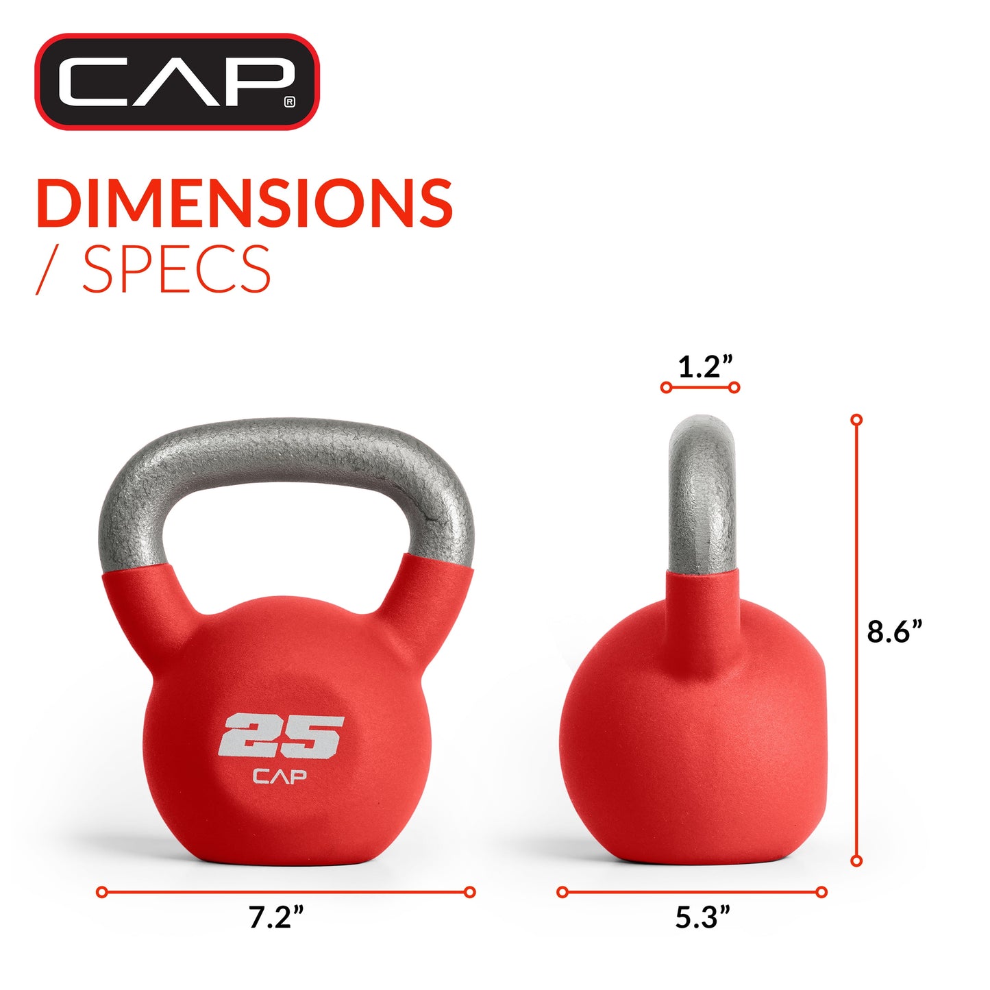 , 25Lb Neoprene Coated Kettlebell, Red