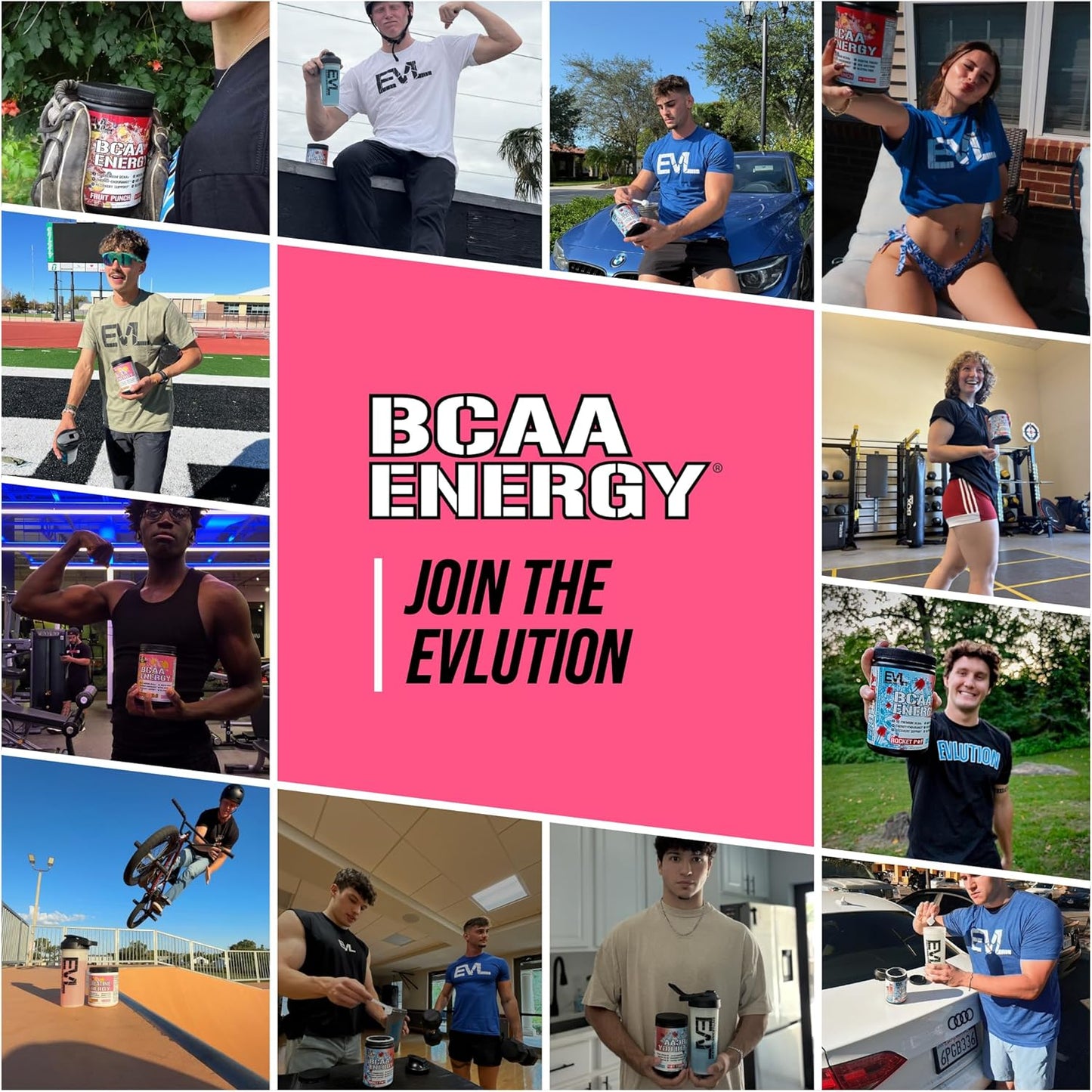 EVL Bcaas Amino Acids Powder - BCAA Energy Pre Workout Powder for Muscle Recovery Lean Growth and Endurance - Rehydrating Post Workout Recovery Drink with Natural Caffeine - Pink Lemonade