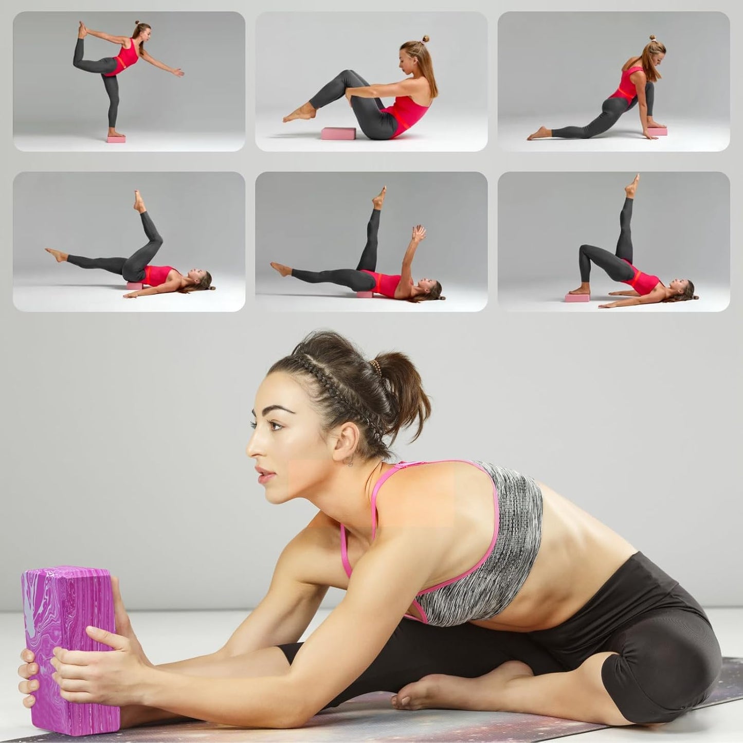 2-Pack Yoga Blocks, High-Density 9"X6"X3" Yoga Brick Foam Blocks Non-Slip EVA Foam Block Yoga Props Accessories for Yoga Pilates Stretching and Meditation