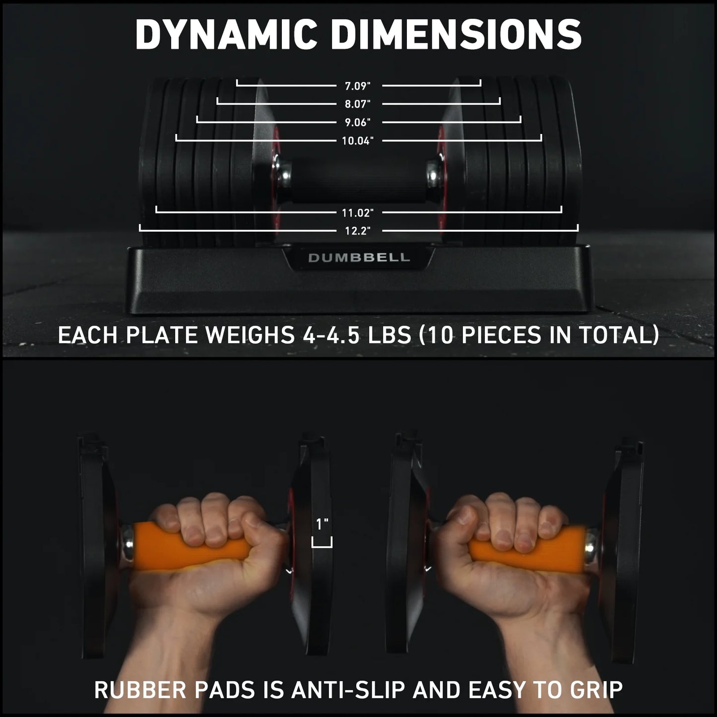 53LB(26.5LB*2) Adjustable Dumbbells Set of 2, 1-Sec Adjustable Weights Dumbbells Set, 5LB - 26.5LB 6 in 1 Free Dumbbell with Anti-Slip Texture Handle, Weight Set for Home Gym