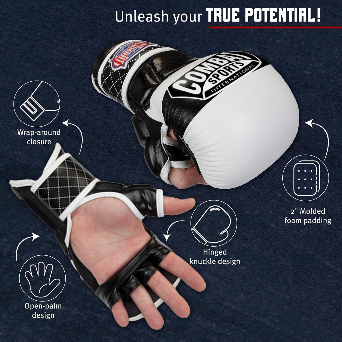 Max Strike MMA Training Gloves, Open Palm Fingerless Gloves for MMA, Muay Thai, and Kickboxing (Blue, Large)