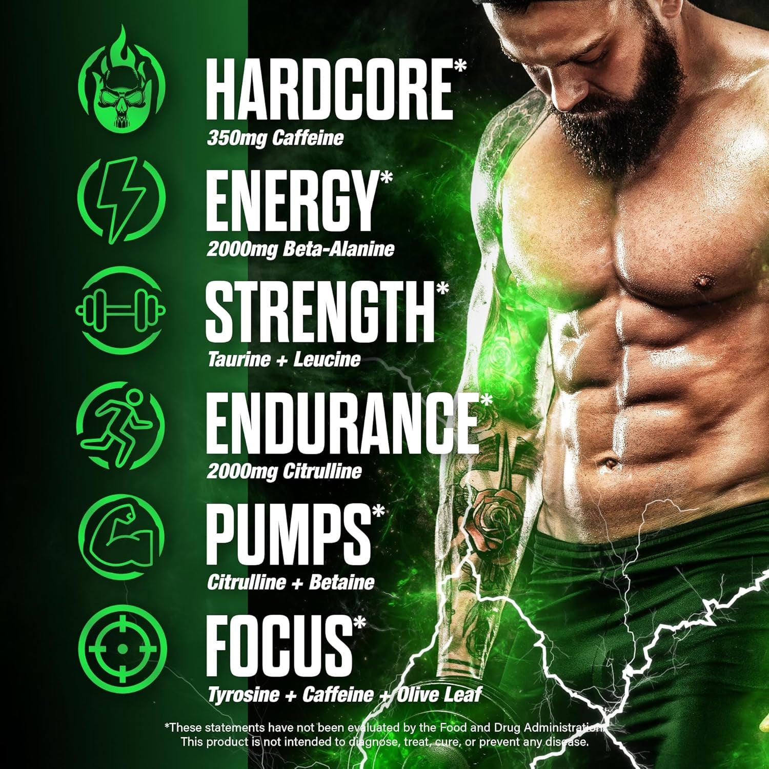 the Shadow! High Stim Preworkout – Pre Workout Powder for Men & Women, High Caffeine Pre Workout for Energy, Mental Focus & Strength, Green Apple, 30 Servings