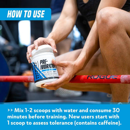 Preworkout for Men & Women - Nootropic Pre Workout without Creatine, Pre-Workout Powder with Taurine Rhodiola Citrulline Malate Beta Alanine Caffeine (Blue Raspberry)