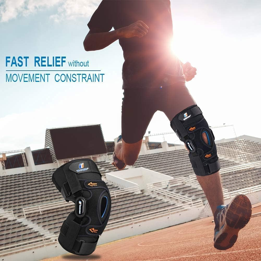 plus Size Hinged Knee Braces for Knee Pain Relieve, GEL Patella Knee Brace with Side Stabilizers for Men Women, Knee Support for Meniscus Tear,Acl,Mcl,Arthritis