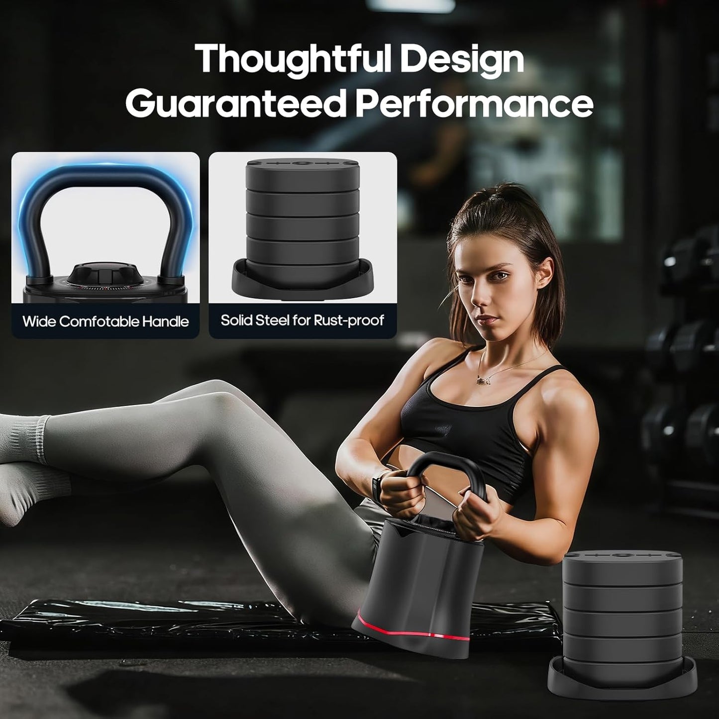 Adjustable Kettlebell, 6-In-1 Quick-Switch Kettlebell Sets (6.5-40 LBS) with Two-Way Rotation, Space Saving Kettlebells Adjustable Weight for Full Body Workouts at Home Gym