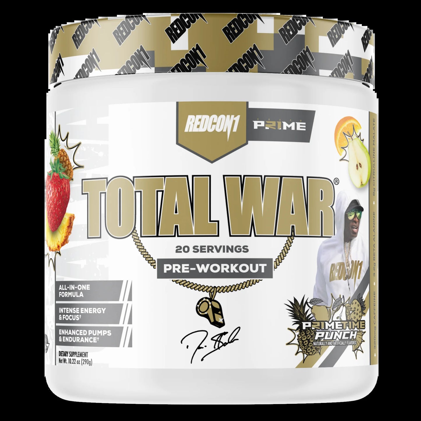 Total War Pre-Workout Powder Beta-Alanine & Citrulline Malate, Primetime Punch, 20 Servings