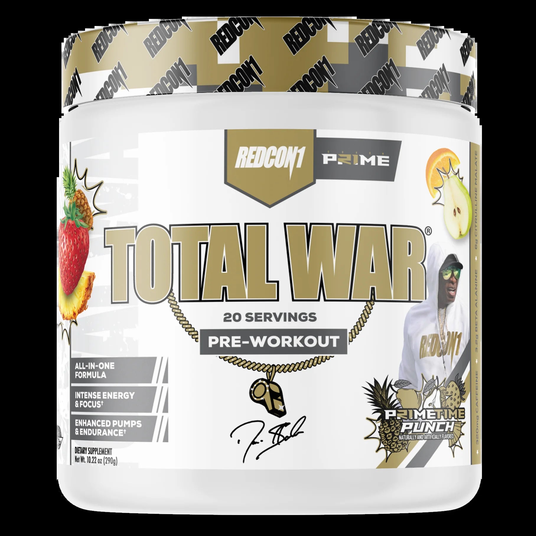 Total War Pre-Workout Powder Beta-Alanine & Citrulline Malate, Primetime Punch, 20 Servings