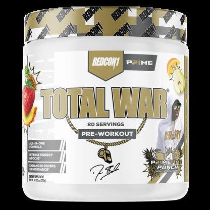 Total War Pre-Workout Powder Beta-Alanine & Citrulline Malate, Primetime Punch, 20 Servings