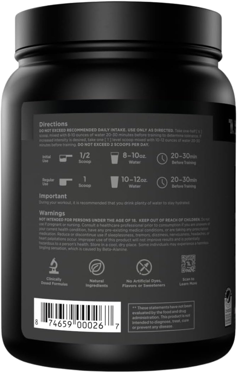 Bulk Black Pre Workout - Clinically Dosed, Sugar Free Preworkout for Men and Women with Beta Alanine Powder, Citrulline Malate, & Caffeine - 30 Servings, Sour Gummy