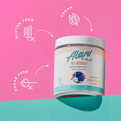 Pre Workout Powder BREEZEBERRY, Amino Energy Boost, Endurance Supplement, Sugar Free, 200Mg Caffeine, L-Theanine, Beta-Alanine, L-Citrulline, 30 Servings