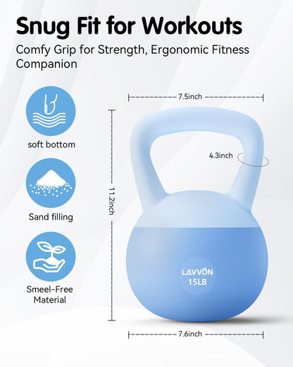 Soft Kettlebell - Cushioned Impact-Resistant Base and Anti-Slip, Kettle Bell Anti-Slip Grip Weight for Home Workouts, Safe Strength Training Kettlebells Sets for Women & Men, with Non-Slip Gloves