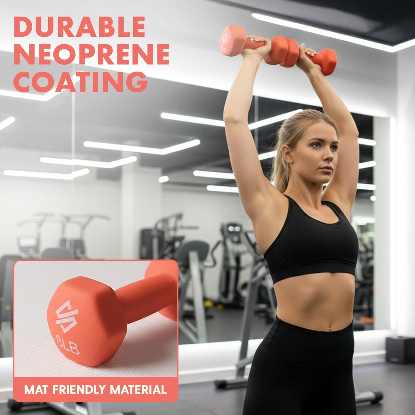 Dumbbell Weights Set with Stand, 32Lbs Neoprene Coated Weights in Color Gray, Black, and Orange, Hex Shape anti Slip and Roll Dumbbells for Exercise, Training, Fitness, Yoga
