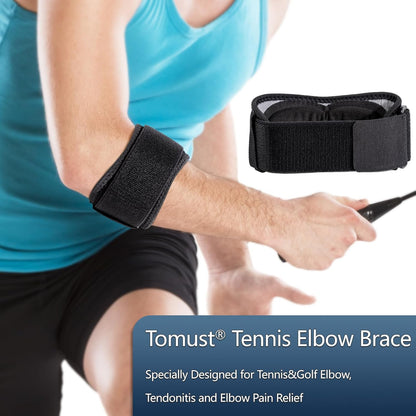 Tennis Elbow Brace - Adjustable Forearm Support Band with Gel Compression Pad, Elbow Strap for Bursitis, Golfers, Tendinitis, Effective Pain Relief, Sports - Both Men, Women (Single), L-XL