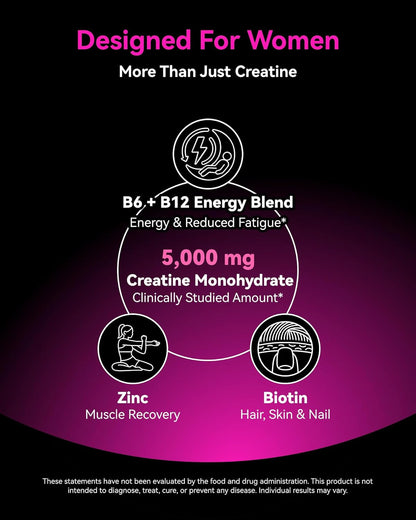 Creatine Monohydrate Gummies for Men & Women 5000 Mg, 3Rd Party Tested, Creatine Chews for Muscle Growth, Strength & Energy Support, Sugar Free, Vegan, 120 Count