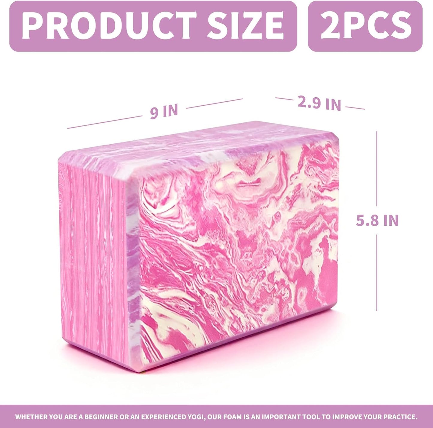 2-Pack Yoga Blocks, High-Density 9"X6"X3" Yoga Brick Foam Blocks Non-Slip EVA Foam Block Yoga Props Accessories for Yoga Pilates Stretching and Meditation
