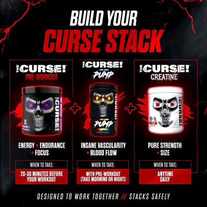 the Curse! Dark Grape Pre Workout Powder with Creatine – Extreme Energy Preworkout for Men & Women – 50 Servings – L Citrulline, Beta Alanine & Caffeine for Pump, Strength & Focus