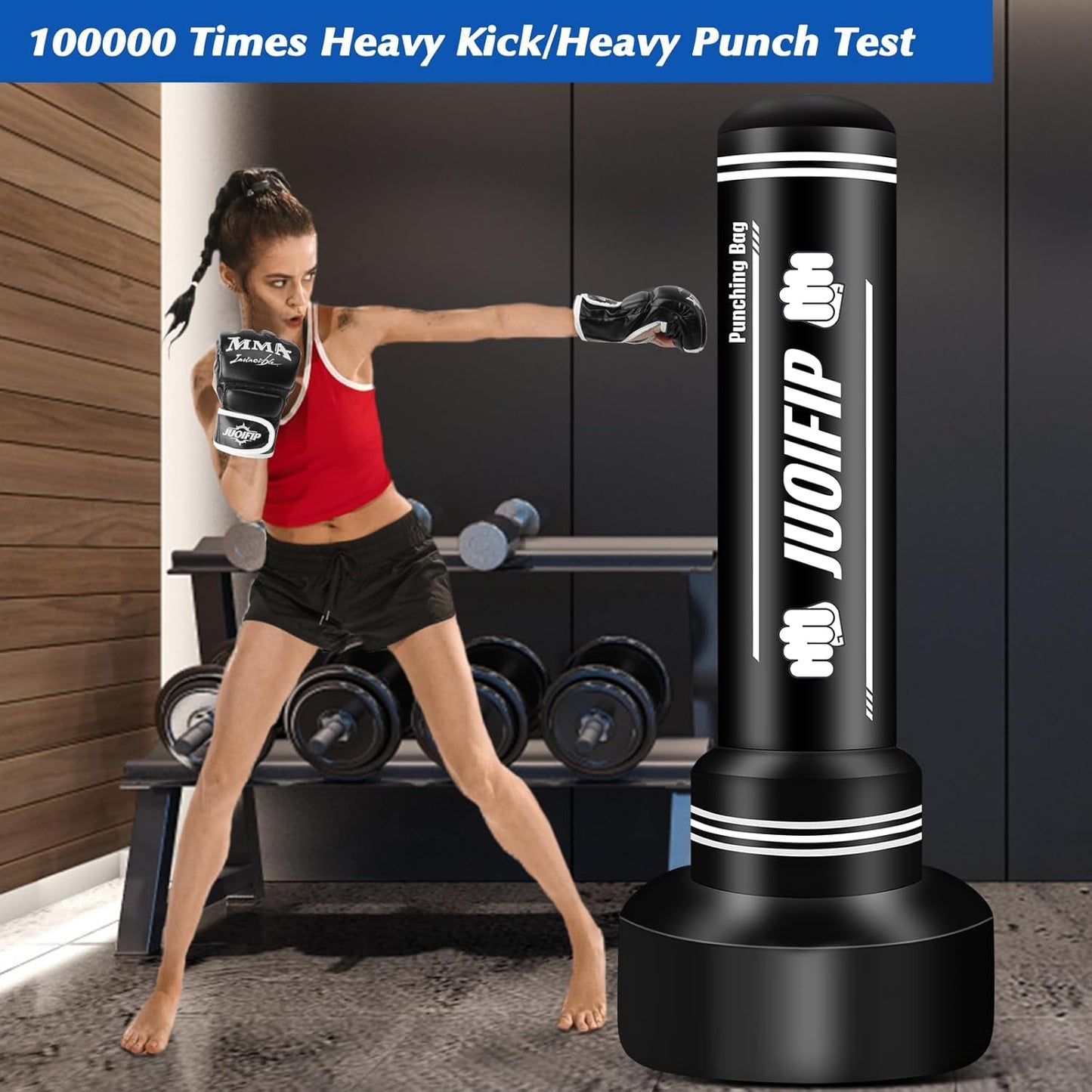 Heavy Punching Bag with Stand Adults Teens, 70" Freestanding Punching Bag with Boxing Gloves and Electric Air Pump, Women Men Standing Inflatable Boxing Bag for Training MMA Thai Fitness