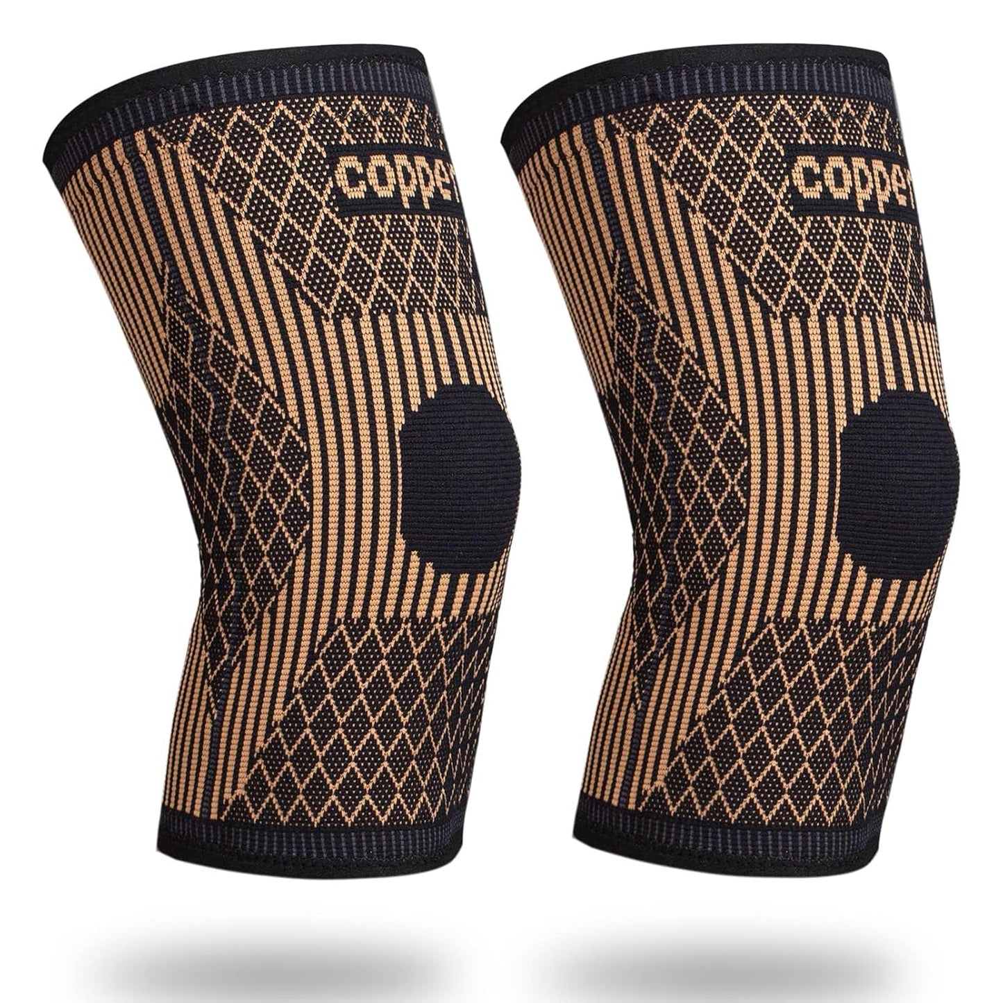 Knee Brace for Women & Men1 Pair, Copper Knee Braces for Knee Pain and Support, Copper Ions Fiber Compression Knee Sleeve for Running, Meniscus Tear, ACL, Joint Pain Relief (2, Xx-Large)