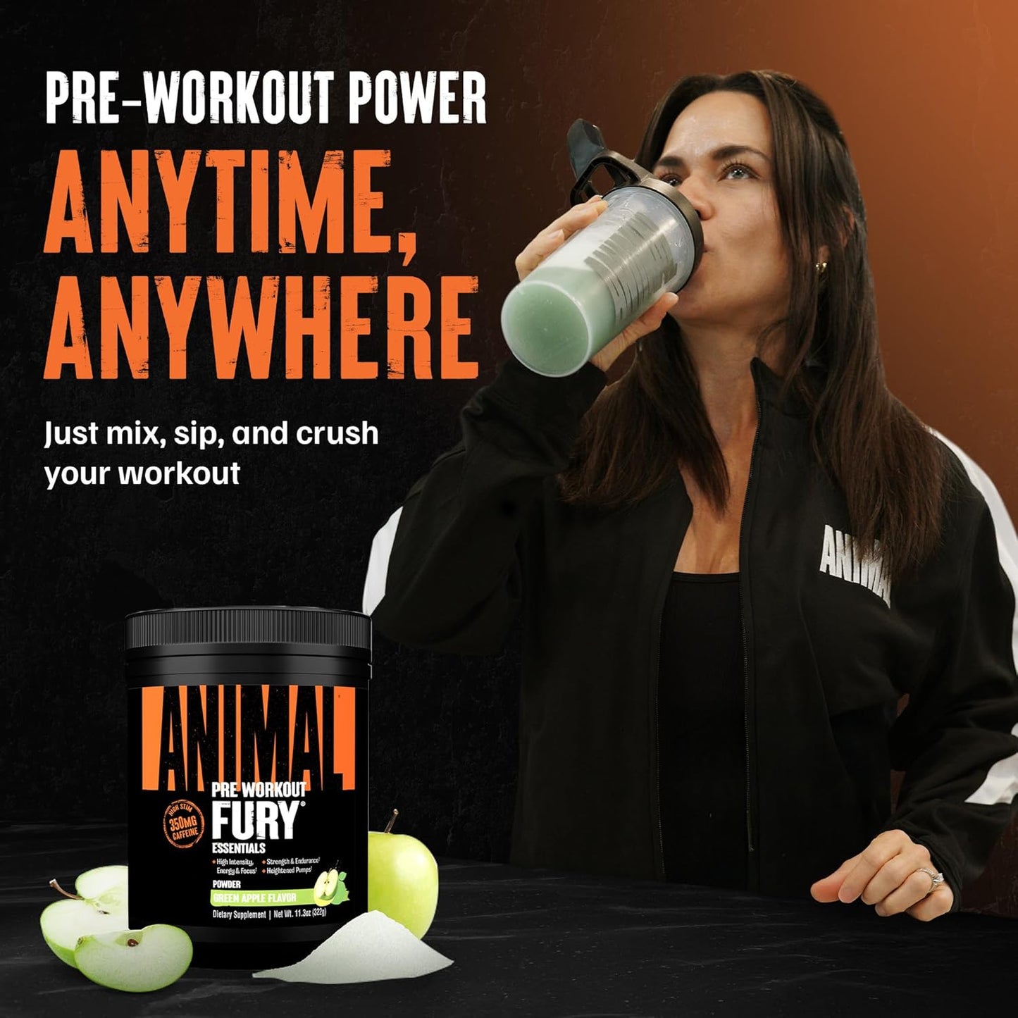Fury Pre Workout Powder - Green Apple, 350Mg Caffeine, BCAA Amino Acids, 2G Beta Alanine, Citrulline & Tyrosine, Energy, Focus, Strength, Endurance, Preworkout for Men & Women, 20 Servings