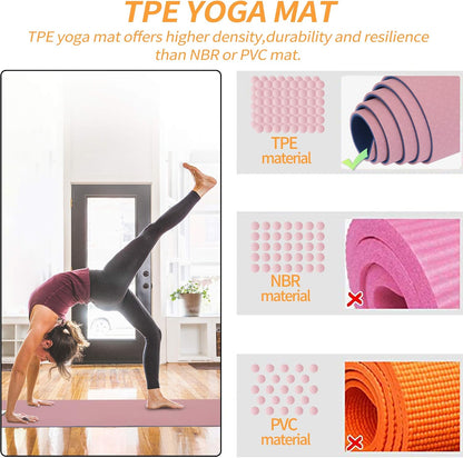 Yoga Starter Kit - 11-Piece Set with Yoga Blocks, Strap, Ball, Mat, Carrying Strap, Net Bag, Cooling Towel