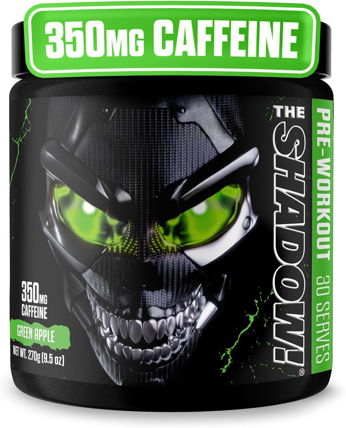 the Shadow! High Stim Preworkout – Pre Workout Powder for Men & Women, High Caffeine Pre Workout for Energy, Mental Focus & Strength, Green Apple, 30 Servings
