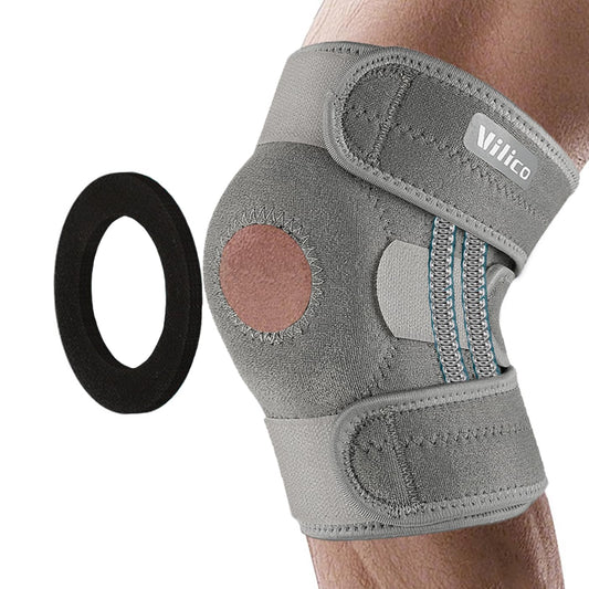 Knee Brace for Women Men with Side Stabilizers, Knee Braces for Knee Pain ACL MCL Arthritis Joint Pain Relief, Adjustable Compression Sleeve Patellar Tendon Support Strap, Pack of 1 (Gray)