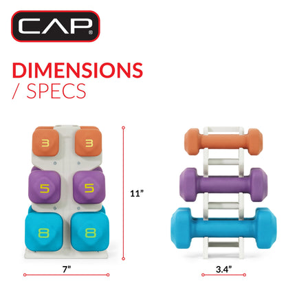 32 Lb Neoprene Zen Dumbbell Set with Rack