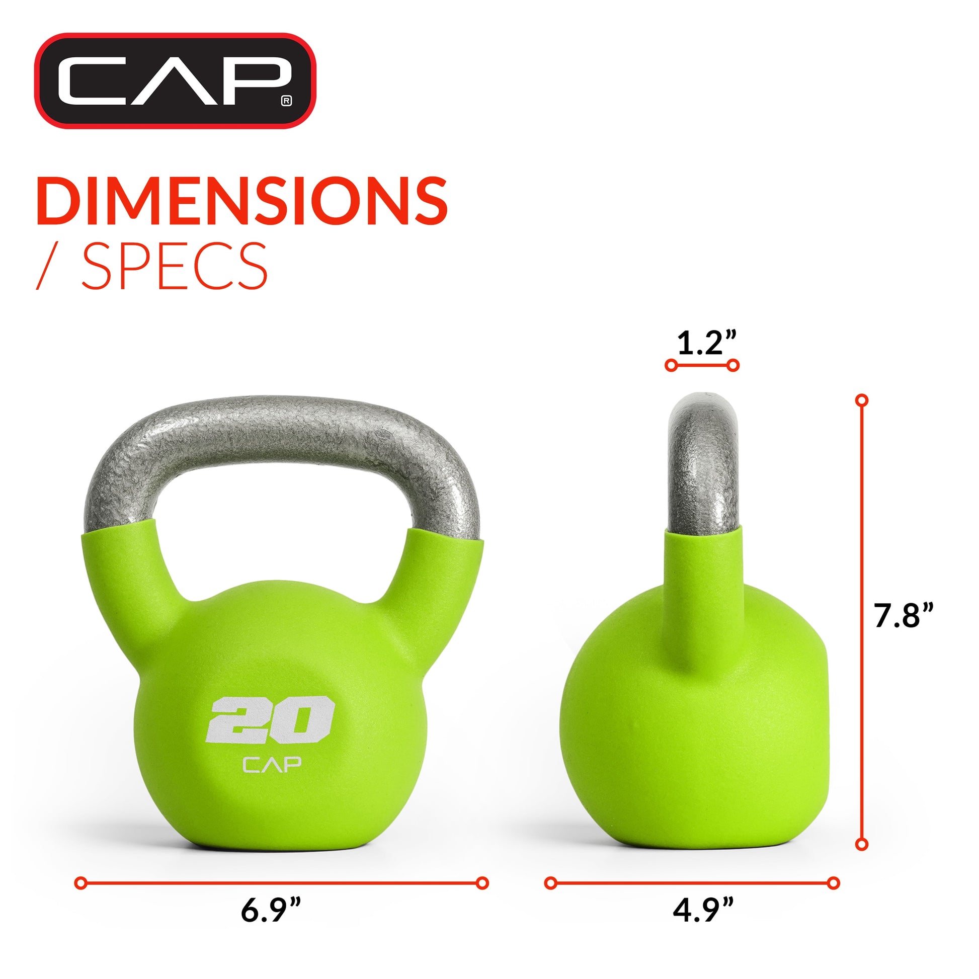 , 20Lb Neoprene Coated Kettlebell, Green