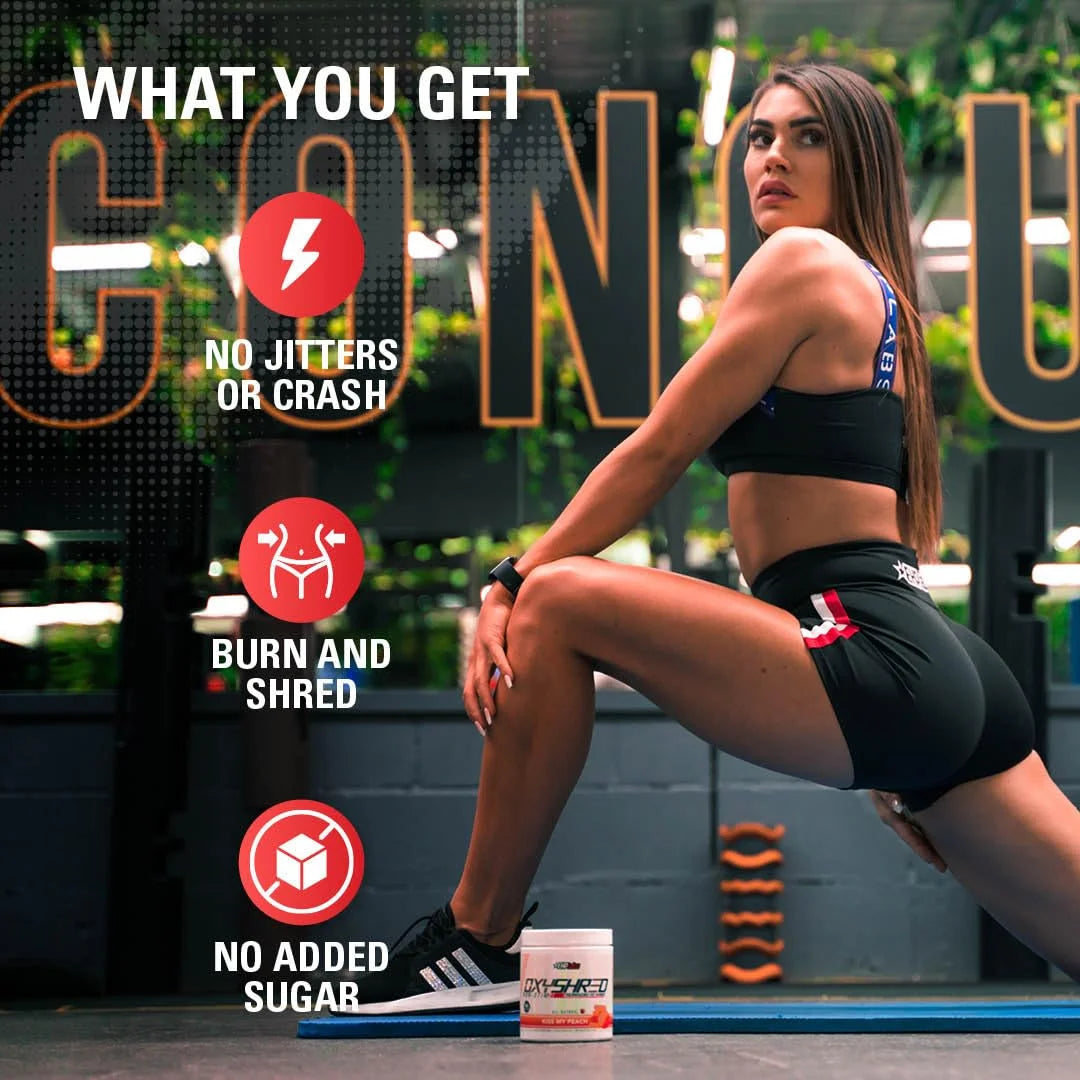 Oxyshred Non Stimulant Pre Workout Powder - Stim Free, Caffeine Free Preworkout for Men & Women - Non Stim Preworkout - Sugar Free Energy Powder - Strawberry, 60 Servings