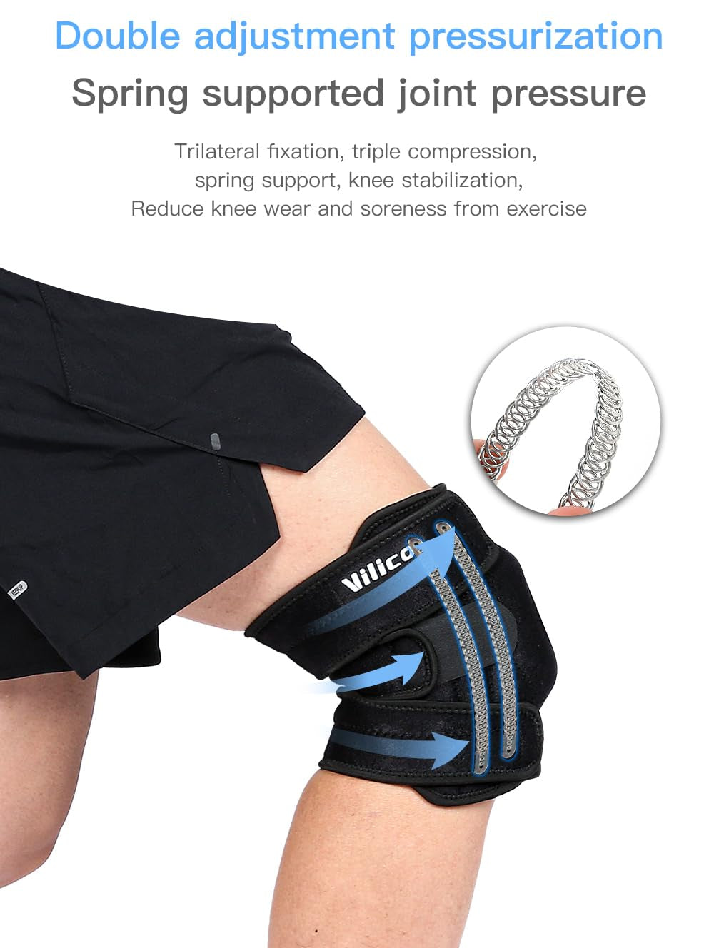Knee Brace for Women Men with Side Stabilizers, Knee Braces for Knee Pain ACL MCL Arthritis Joint Pain Relief, Adjustable Compression Sleeve Patellar Tendon Support Strap, Pack of 1 (Gray)