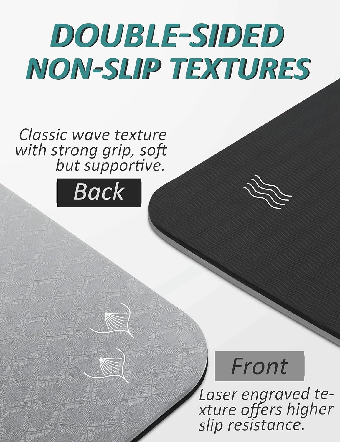 Yoga Mat with Strap, 1/3 Inch Extra Thick Yoga Mat Double-Sided Non Slip, Professional TPE Yoga Mats for Women Men, Workout Mat for Yoga, Pilates and Floor Exercises