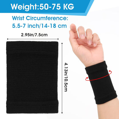 Wrist Compression Sleeve, 2 Pairs Spandex Soft Elastic Wrist Brace Hand Band Sport Support Wraps Arthritis Pain Relief for Men Women Work Gym Typing Golf Volleyball (Black)