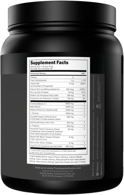 Bulk Black Pre Workout - Clinically Dosed, Sugar Free Preworkout for Men and Women with Beta Alanine Powder, Citrulline Malate, & Caffeine - 30 Servings, Cherry Kiwi