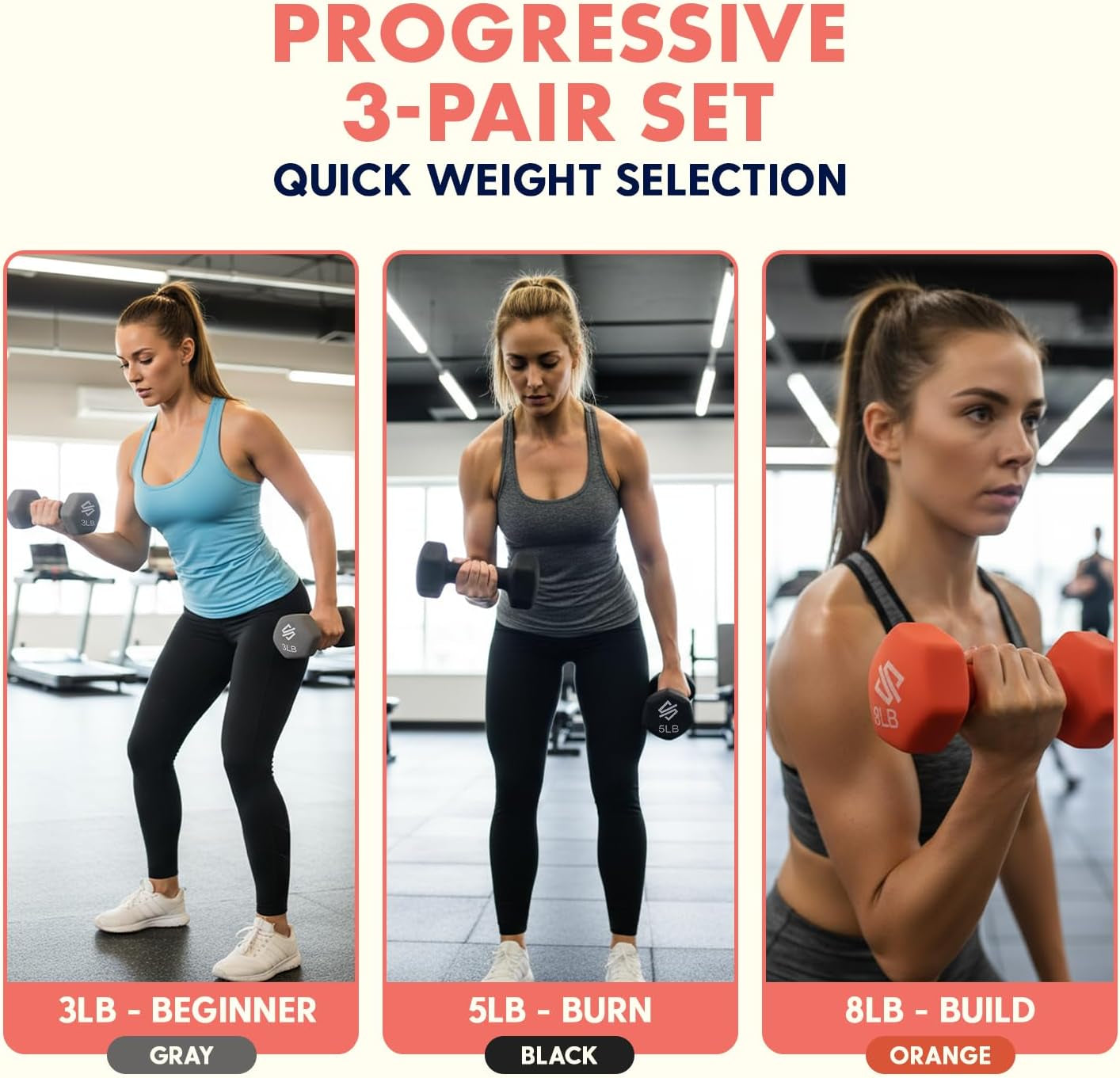 Dumbbell Weights Set with Stand, 32Lbs Neoprene Coated Weights in Color Gray, Black, and Orange, Hex Shape anti Slip and Roll Dumbbells for Exercise, Training, Fitness, Yoga
