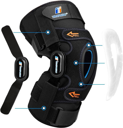 plus Size Hinged Knee Braces for Knee Pain Relieve, GEL Patella Knee Brace with Side Stabilizers for Men Women, Knee Support for Meniscus Tear,Acl,Mcl,Arthritis
