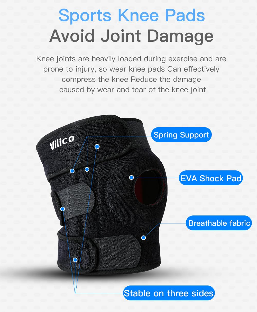 Knee Brace for Women Men with Side Stabilizers, Knee Braces for Knee Pain ACL MCL Arthritis Joint Pain Relief, Adjustable Compression Sleeve Patellar Tendon Support Strap, Pack of 1 (Black)