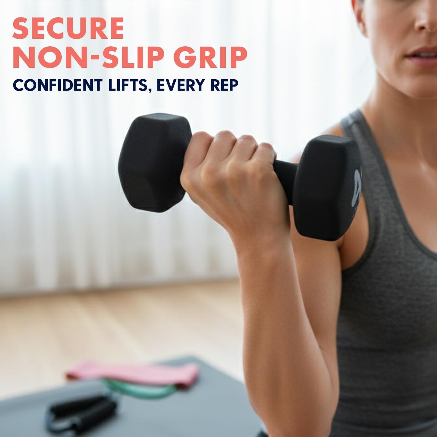 Dumbbell Weights Set with Stand, 32Lbs Neoprene Coated Weights in Color Gray, Black, and Orange, Hex Shape anti Slip and Roll Dumbbells for Exercise, Training, Fitness, Yoga