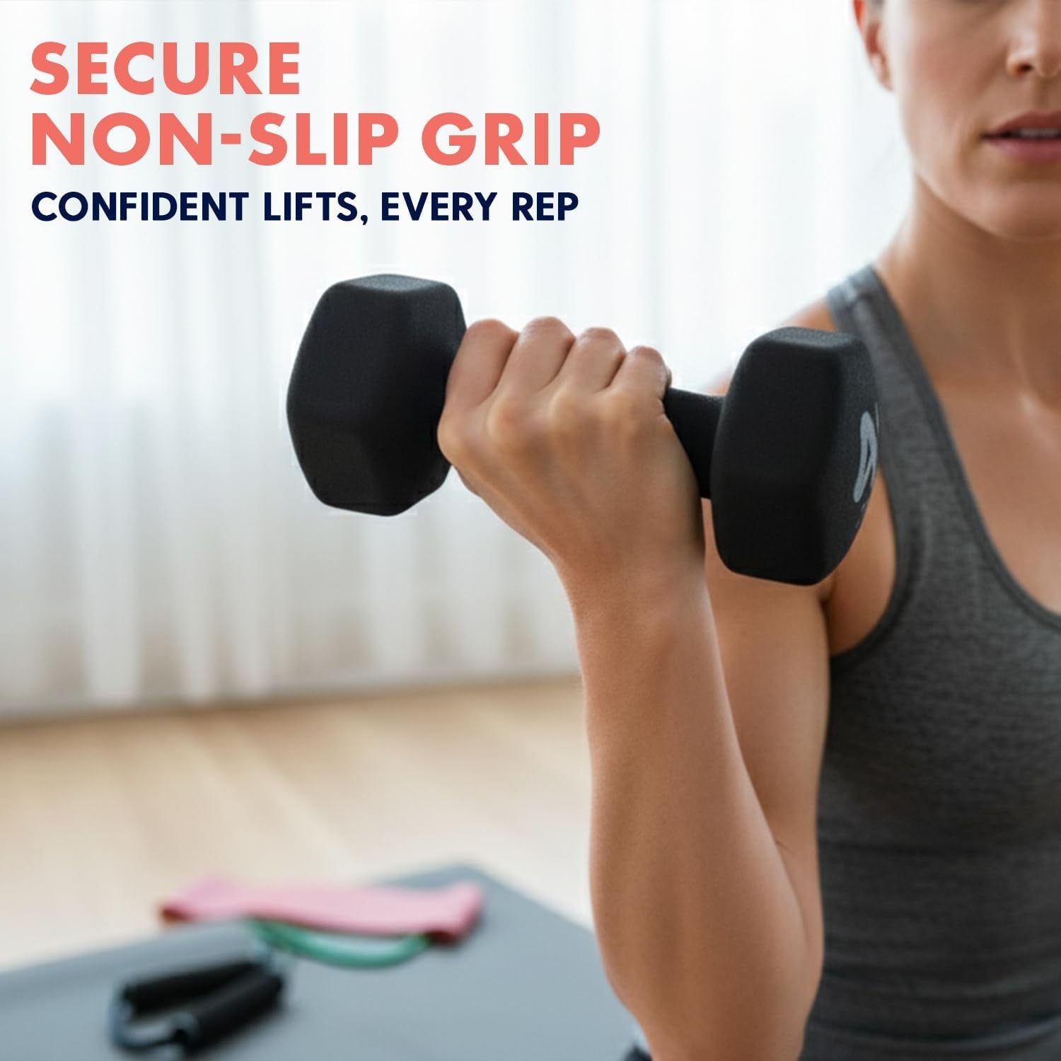 Dumbbell Weights Set with Stand, 32Lbs Neoprene Coated Weights in Color Gray, Black, and Orange, Hex Shape anti Slip and Roll Dumbbells for Exercise, Training, Fitness, Yoga