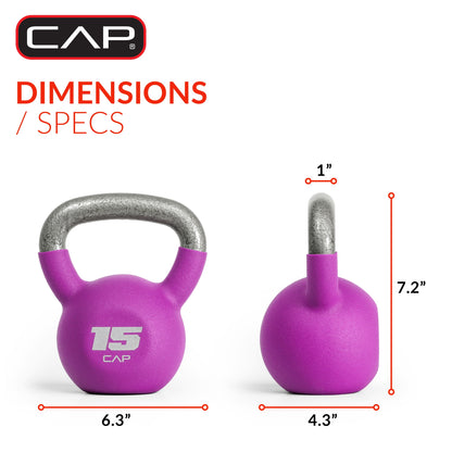 , 15Lb Neoprene Coated Kettlebell, Purple