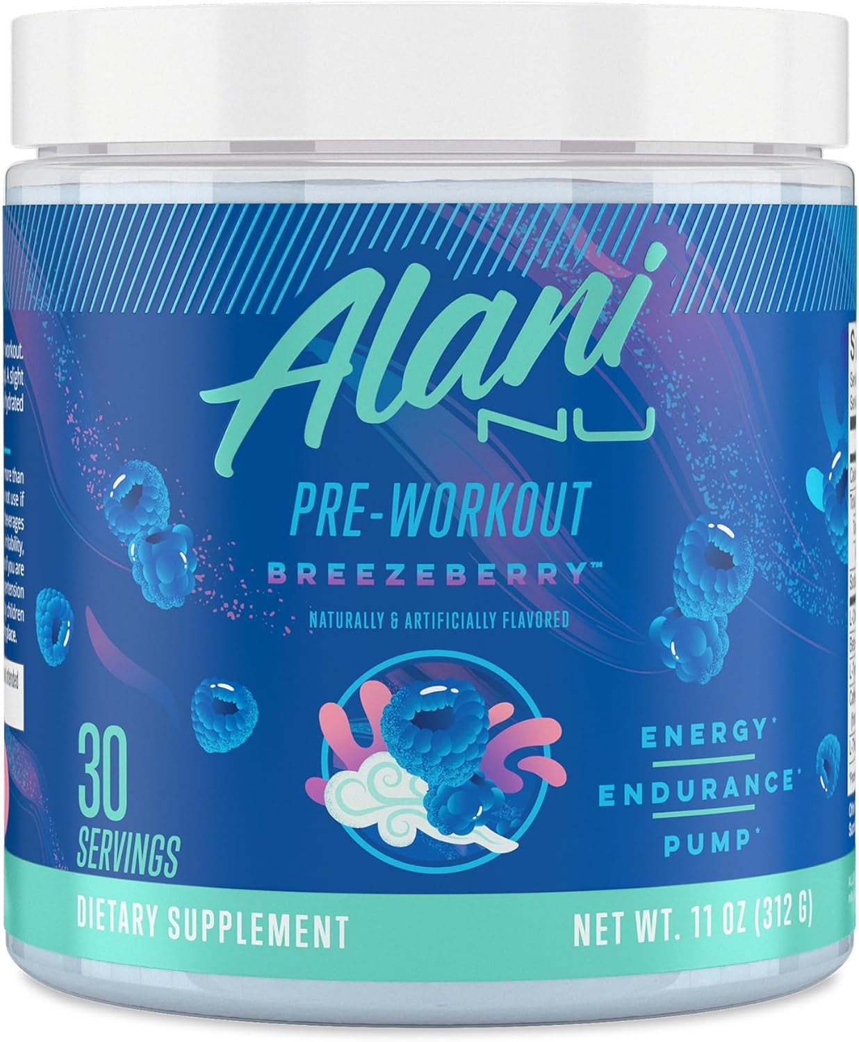 Pre Workout Powder BREEZEBERRY, Amino Energy Boost, Endurance Supplement, Sugar Free, 200Mg Caffeine, L-Theanine, Beta-Alanine, L-Citrulline, 30 Servings