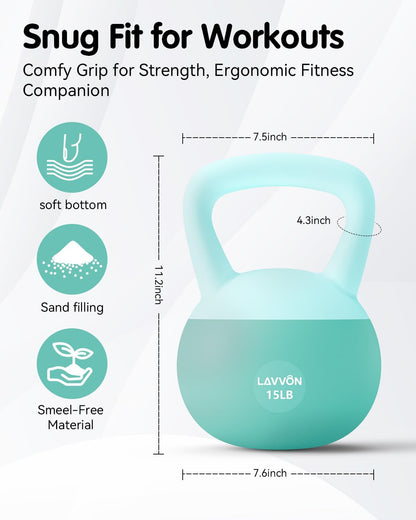 Soft Kettlebell - Cushioned Impact-Resistant Base and Anti-Slip, Kettle Bell Anti-Slip Grip Weight for Home Workouts, Safe Strength Training Kettlebells Sets for Women & Men, with Non-Slip Gloves