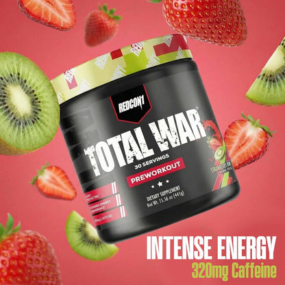Total War Pre Workout - Beta Alanine + Citrulline Malate Keto Friendly Preworkout for Men & Women with 320Mg of Caffeine - Fast Acting -Blue Lemonade (30 Servings)
