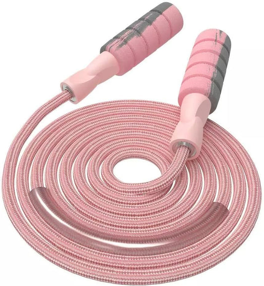 Jump Rope Cotton Adjustable Skipping Weighted Jumprope for Women，Adult and Children Athletic Fitness Exercise Jumping Rope (Pink)