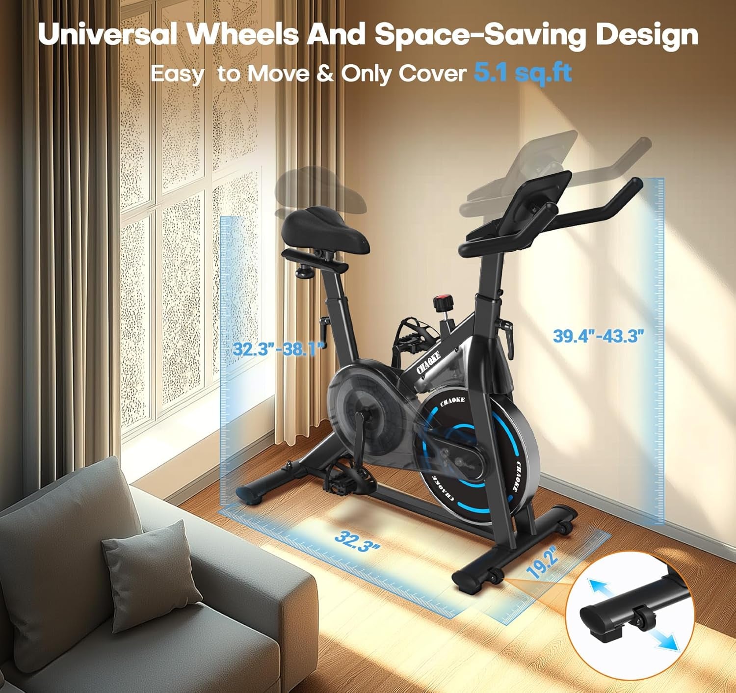 Exercise Bike,  Quiet Adjustable Magnetic Resistance Stationary Bike for Home Cardio with App Compatible, 350LB Weight Capacity Indoor Cycling Bike with Comfortable Seat & Digital Display