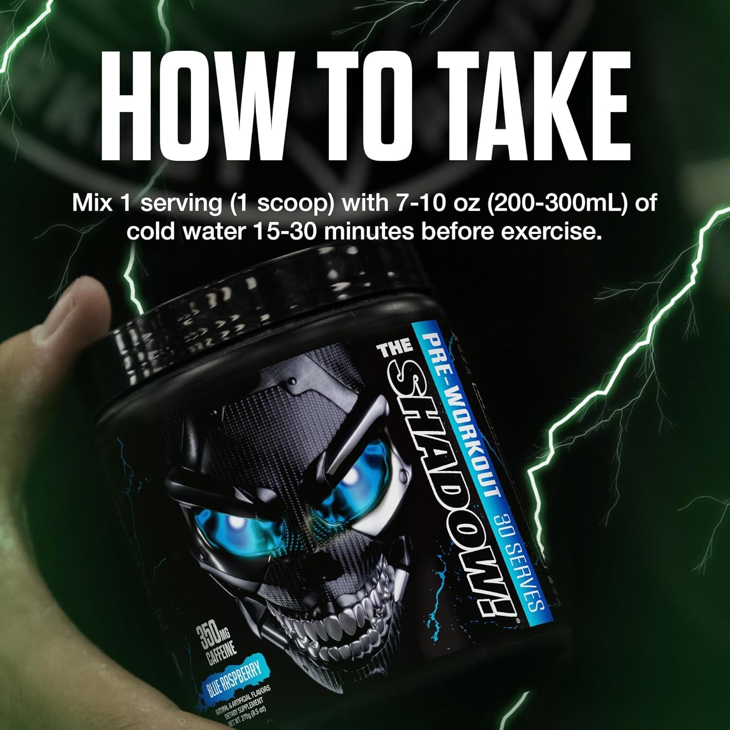 the Shadow! High Stim Preworkout – Pre Workout Powder for Men & Women, High Caffeine Pre Workout for Energy, Mental Focus & Strength, Green Apple, 30 Servings