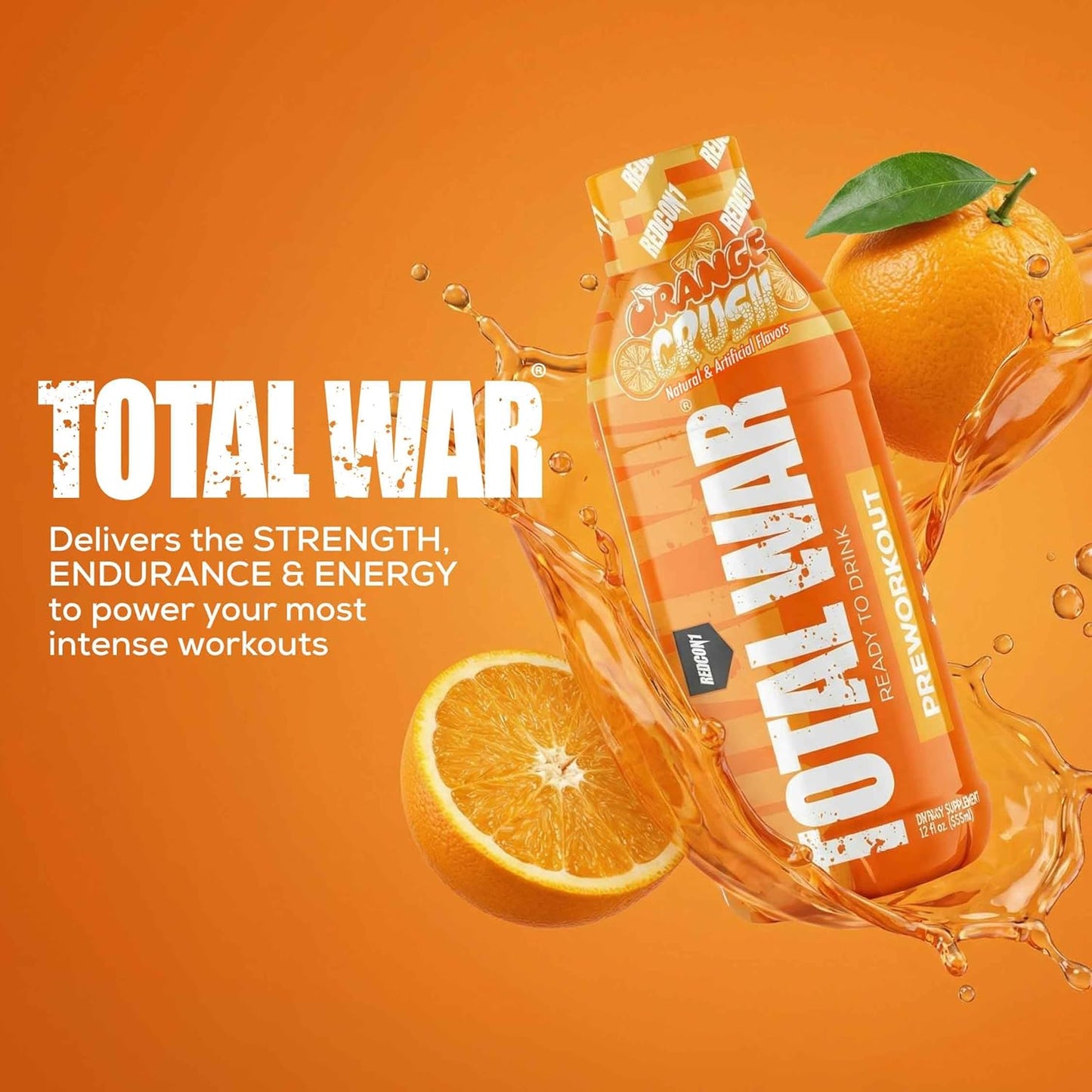 Total War Ready to Drink Pre Workout | Tiger’S Blood | 365Mg Caffeine + Citrulline Malate + Beta Alanine | Zero Sugar (12 Pack)