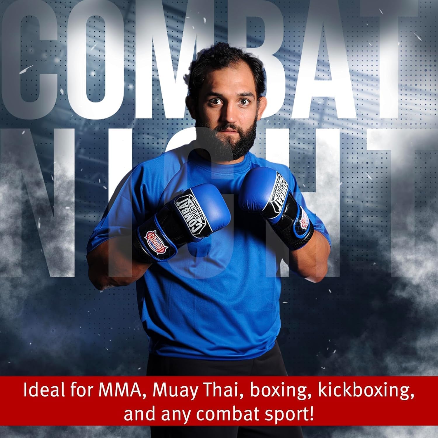 Max Strike MMA Training Gloves, Open Palm Fingerless Gloves for MMA, Muay Thai, and Kickboxing (Blue, Large)