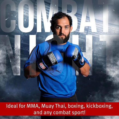 Max Strike MMA Training Gloves, Open Palm Fingerless Gloves for MMA, Muay Thai, and Kickboxing (Blue, Large)