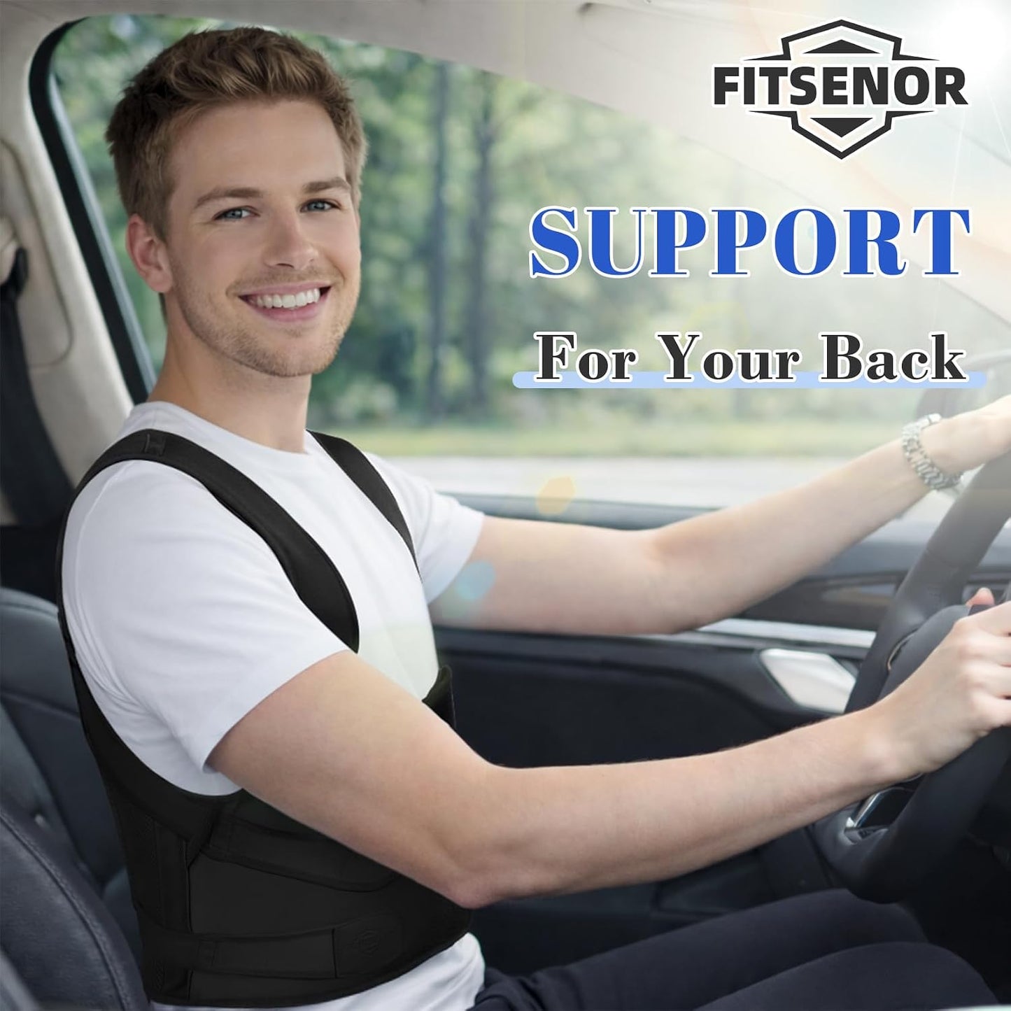 Posture Corrector for Women and Men, Lightweight Back Support for Neck, Shoulder & Upper Back Pain Relief, Posture Brace with Adjustable Straps for Improving Back Posture (Black, M)
